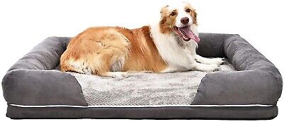 Dog Bed Pet Large Removable Cover Orthopedic Rasied Edges Memory Foam  Grey