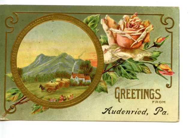 Rural Scene-Greetings from Audenried-Pennsylvania-Vintage Embossed Postcard
