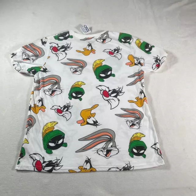 LOONEY TUNES SHIRT Mens Large White All Over Print Bugs Bunny Marvin ...
