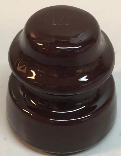 Antique Vintage VICTOR Brown Porcelain Ceramic Insulator 3 1/2" Tall ~ EXCELLENT