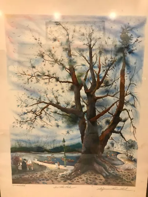 Seymoure Rosenthal "In the Park" Hand Colored Limited Edition Lithograph Seymoure Rosenthal "In the Park" Hand Colored Limited Edition Lithograph
