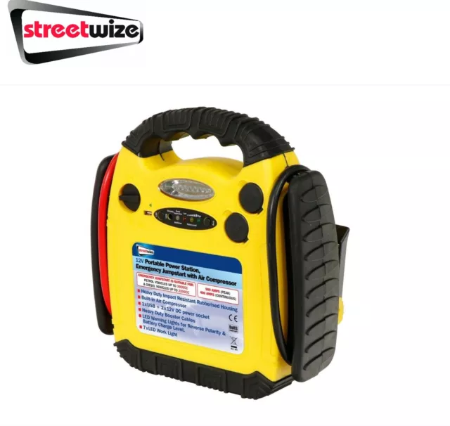 Streetwize SWPP1 Portable Power 900 Amp Emergency Jump Start with Air Compressor
