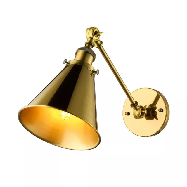 Industrial Brass Metal Swing Arm Wall Light Bedroom Adjustable Wall Sconce Lamp