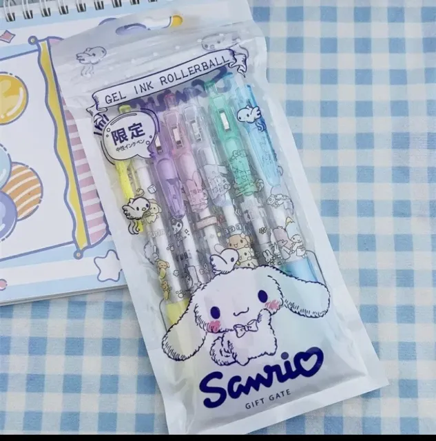 6Pcs Set Kawaii Sanrio 0.5Mm Gel Pens multi character ( Hello Kitty friends set)