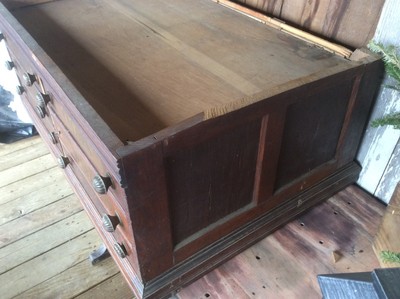 Antique J. & P. Coats Spool Cabinet, Wood , 6 Drawer , Best Six Cords, 34x14x22 8