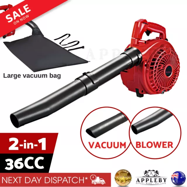 Leaf Blower Vacuum 36cc Petrol 2 stroke Fuel Garden Outdoor Yard Hand Vac