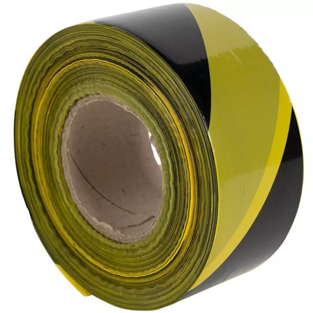 1 Roll 500 Metres Black&Yellow Non Adhesive Barrier Hazard Warning Utility Tape