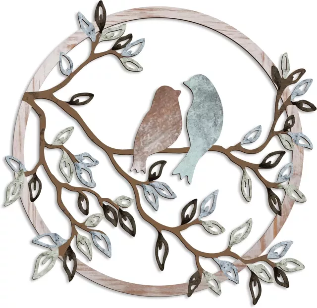 Metal Wall Art Bird Tree Branch Bird Silhouette Decor Living Room Garden Home