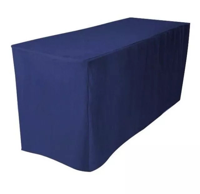 6' ft. Fitted Polyester Tablecloth Trade show Banquet booths Table Cover DJ Navy