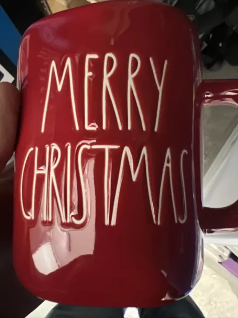 Rae Dunn "MERRY CHRISTMAS" RED mug with white letters HTF! 💥FREE SHIP