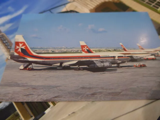 Air Malta Boeings sitting at Luqa Airport printed in Malta unused postcard