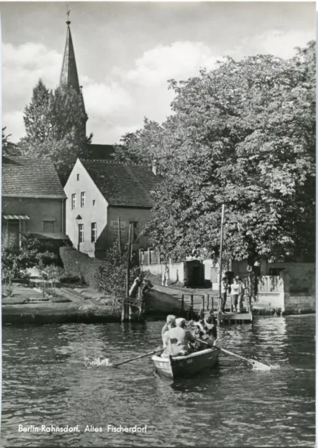 DDR-Foto-AK BERLIN RAHNSDORF /KÖPENICK Altes Fischerdorf Ruderboot, Anleger 1966