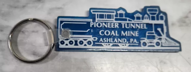 Vintage Keychain. Train Engine Shape. Pioneer Tunnel Coal Mine. Ashland PA. Blue