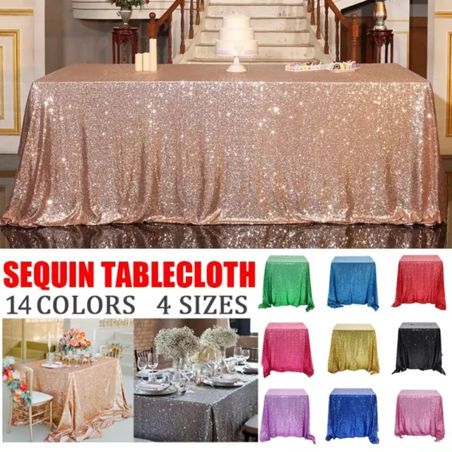 Rectangle Table Cloth Sequin Glitter Banquet Wedding Party Decoration Cover Home