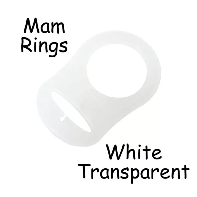 100 MAM Ring Button Style Pacifier Clip Adapter - White Transparent Silicone