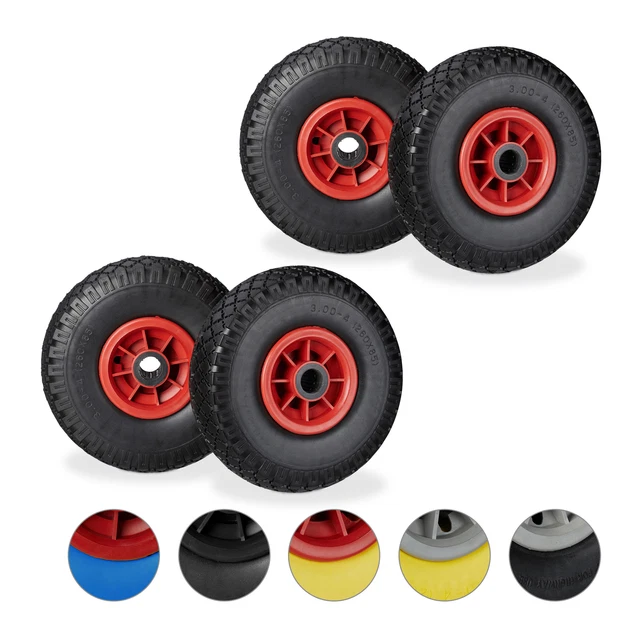 Roue de brouette Lot 4 caoutchouc 80 kg roues de rechange Pour axe de 25 mm