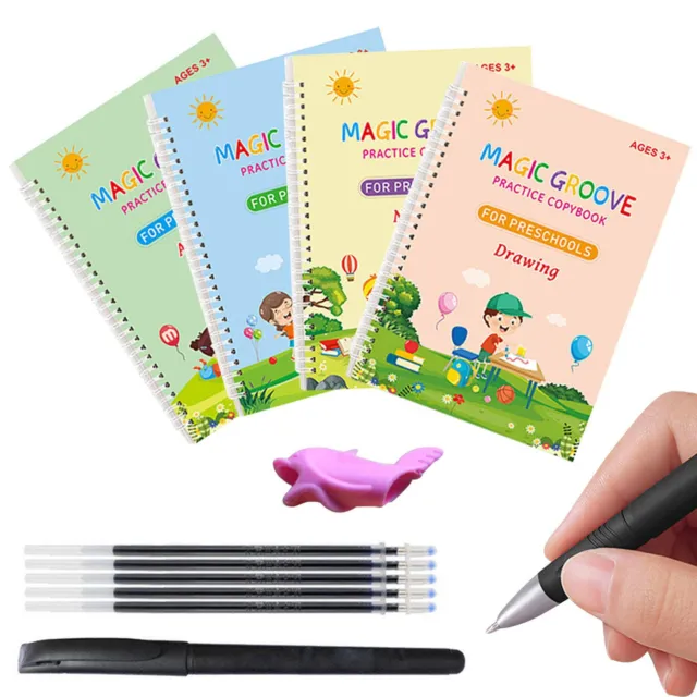 5pcs Magic Groove Practice Copybook With Invisible Ink Pen