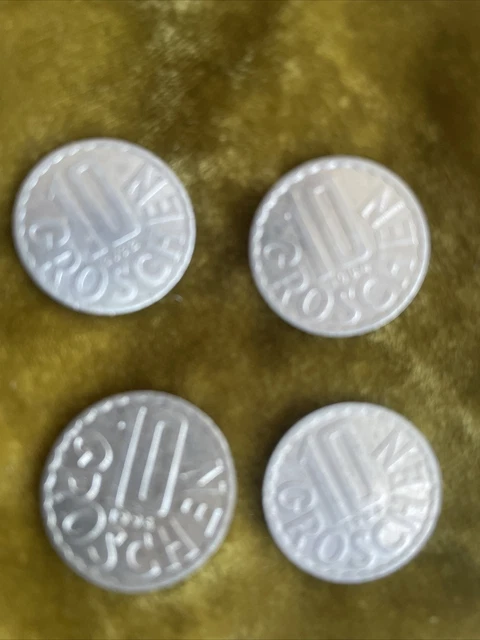 Lot of 4 Austria 10 Groschen 1996 Coins