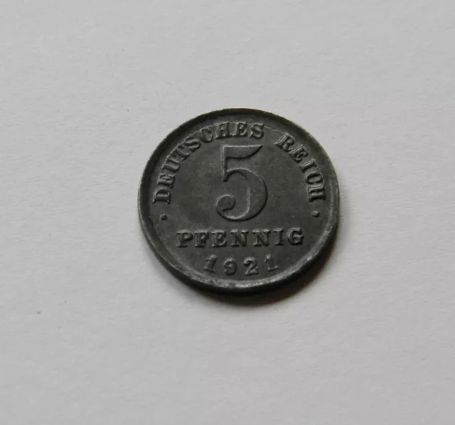 ERSATZMÜNZEN: 5 Pfennig 1921 G, J. 297, stempelglanz, III.