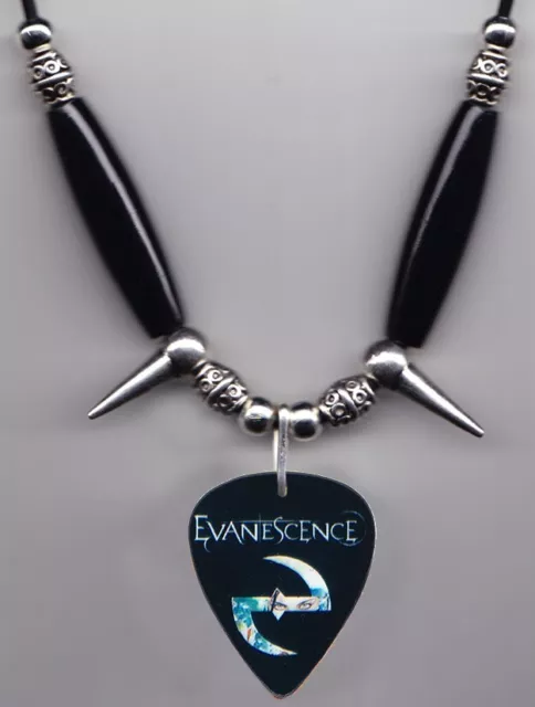 Evanescence Color Logo Black Guitar Pick Necklace