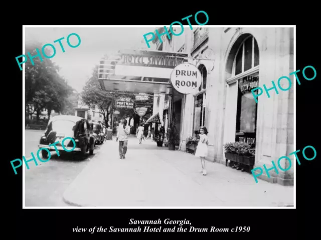OLD 8x6 HISTORIC PHOTO OF SAVANNAH GEORGIA SAVANNAH HOTEL & DRUM ROOM c1950