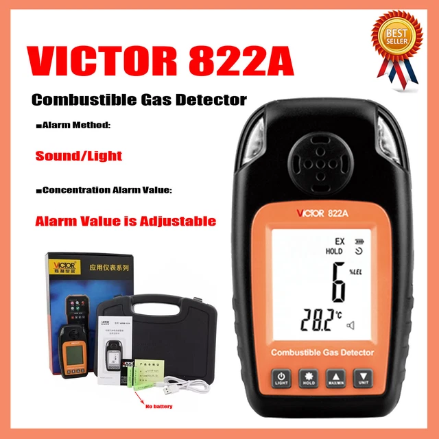 VICTOR 822 822A Rilevatore di gas combustibile sensore alta precisione allarme acustico  IK