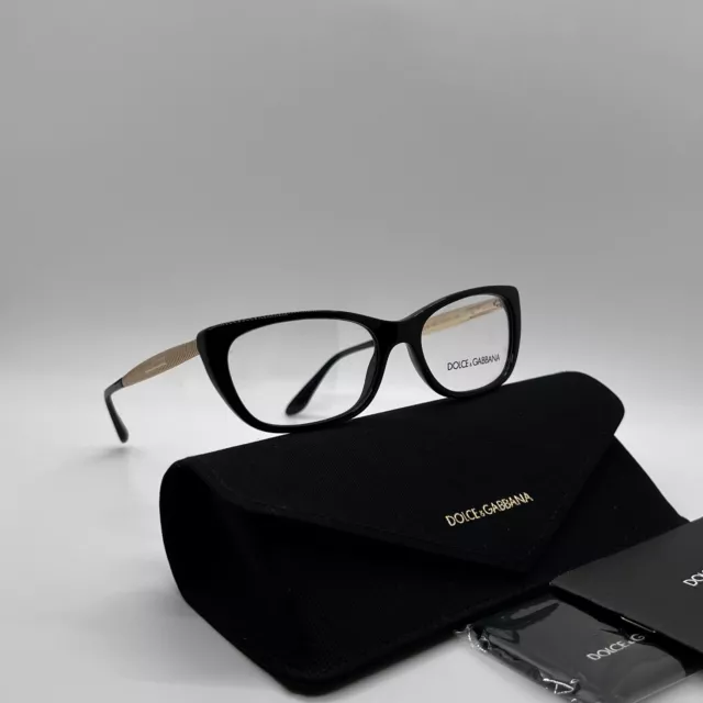 DOLCE & GABBANA DG 3279 501 Women Eyeglasses 51-16-140 Black/Gold 100% Authentic