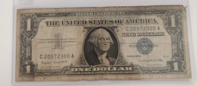 1957A One Dollar Well Circulated Silver Certificate Note - $1 what seen is it