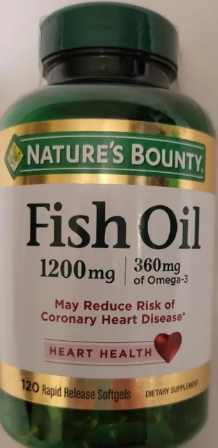 NATURES BOUNTY FISH OIL 1200mg 360mg OMEGA-3 SUPPLEMENT 120 Rapid Release
