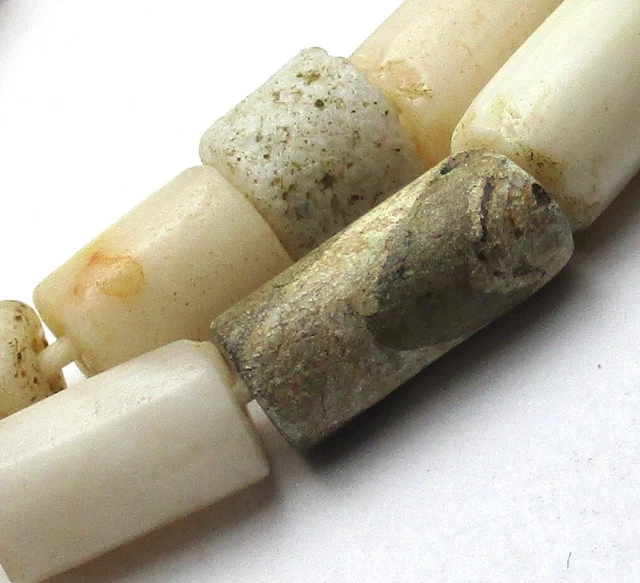 8 1/2" Strand Of 25 Rare Amazing Ancient Graduated Mixed Cylinder Beads