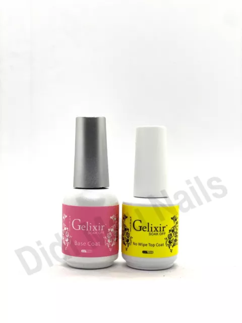 Gelixir Soak Off Gel Polish LED/UV .5oz Base coat & No-wipe Top Coat DUO