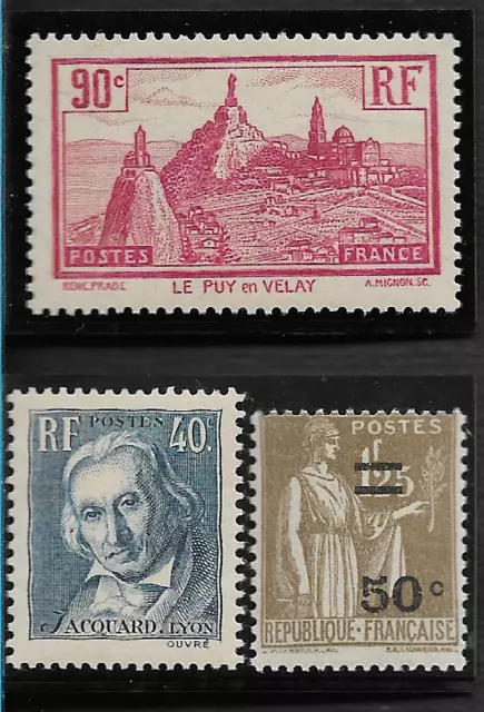 3 timbres neufs** France 1934 n° 290-295-298 - sans charnières