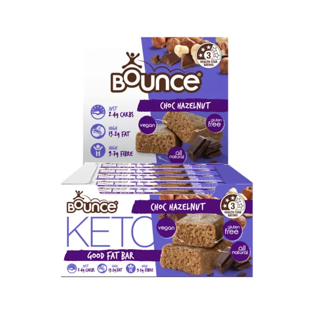 ^ Bounce Keto Good Fat Bar Choc Hazelnut 35g x 15 Bars