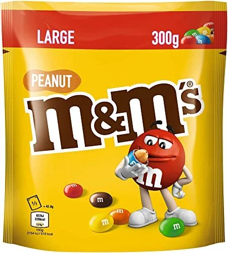 m&ms caramelle al cioccolato caramelle 2x 300g arachidi + 1x 220g brownie NUOVE 6/23