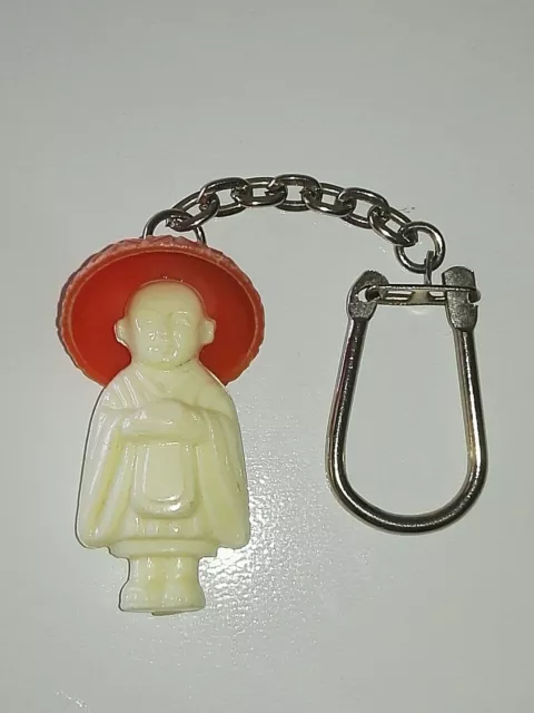 Buddhist monk type Dunkin Keychain figure(white color) 70's