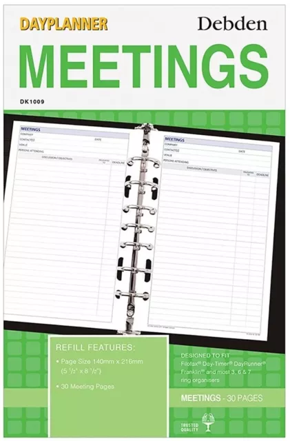 Debden: Desk Dayplanner Refill - Meetings