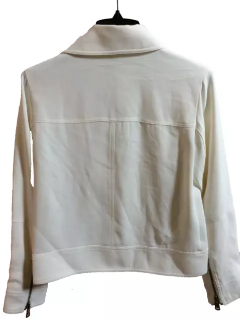 Reiss Sabine Biker Jacket Womens Size 4 White Casual Asymmetrical Zip Utility 2
