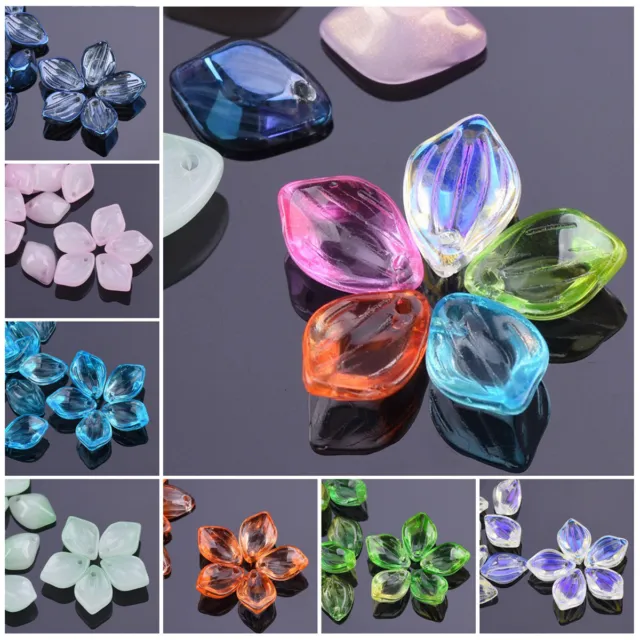 10 Stück 13x9mm Flora Blütenblatt Lampwork Kristall Glas Lose Anhänger Perlen