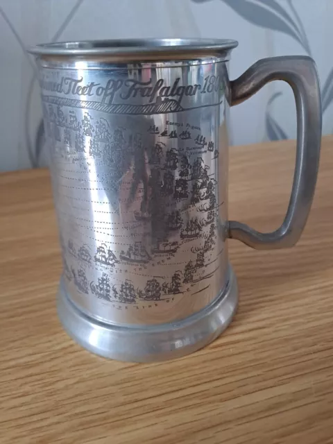 Vintage Glass Bottom Pewter Tankard Lord Nelson AttackFleet Trafalgar Nauticalia