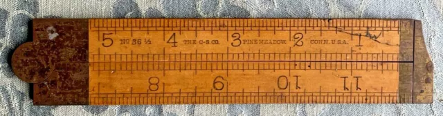 Vtg The C-S. Co Pine Meadow, Conn. Folding 1 Foot Ruler Brass Fittings #36 ½ USA