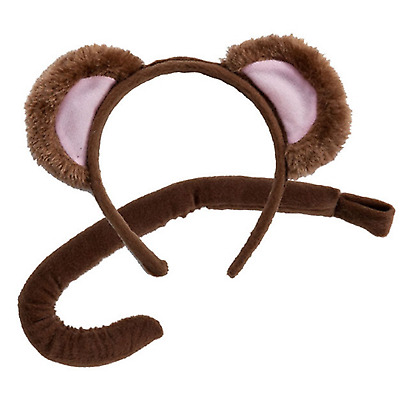 Adult / Child Monkey Ears and Tail Set Fancy Dress Headband Costume Accessory