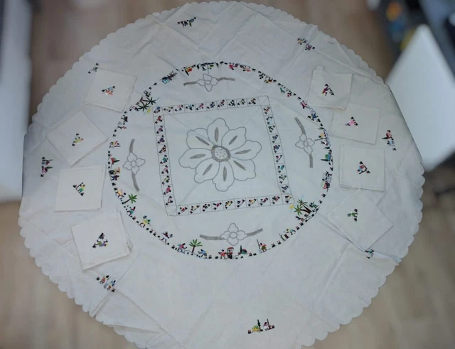 NAPPE BRODEE Et Crochet Main Ronde De 180 Blanc + Serv Blanc*** EUR 72,00 - FR