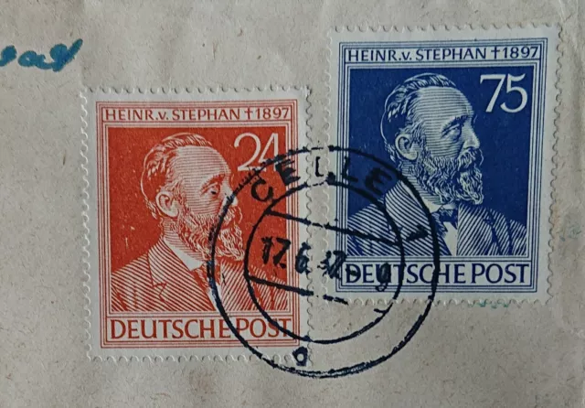 Allied occupation, Henry von Stephan, 17.6.1947, Celle, registered letter,