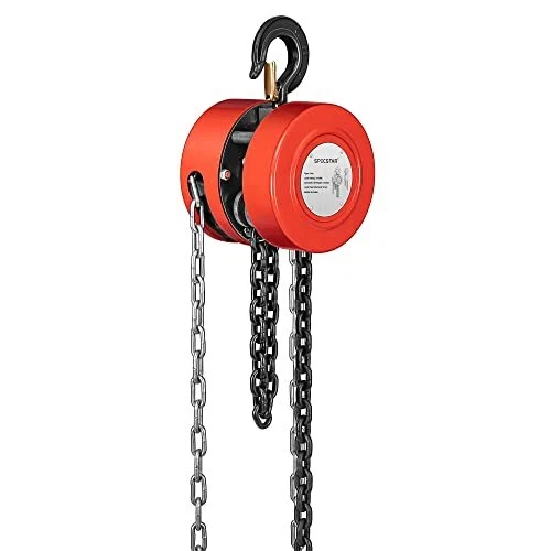 SPECSTAR Hand Chain Hoist 1 Ton 2200 Lbs Capacity 10 Feet with 2 Heavy Duty H...