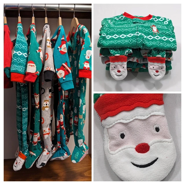 6 pc LOT Carters Long Sleeve Footed Pajamas Baby Boy Size 12 Month ALL CHRISTMAS