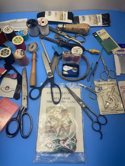 Large sewing lot: scissors, needles, threads and embroidery stuff 3