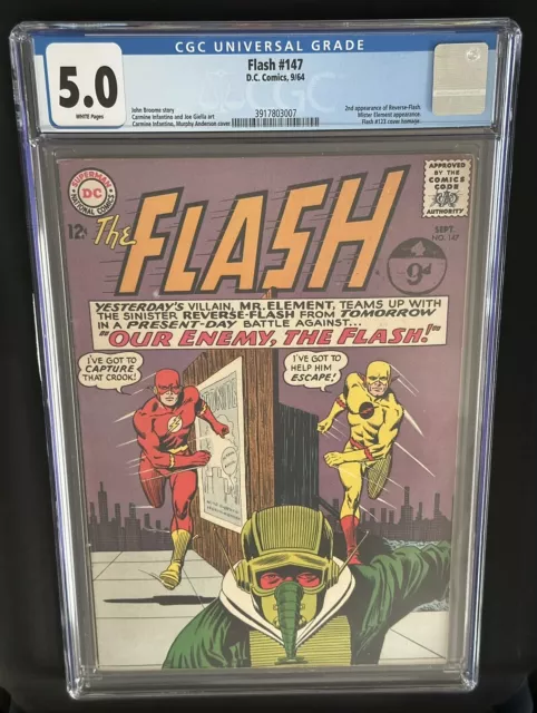 The Flash #147 CGC 5.0 From 1964. Second Appearance of Reverse Flash.