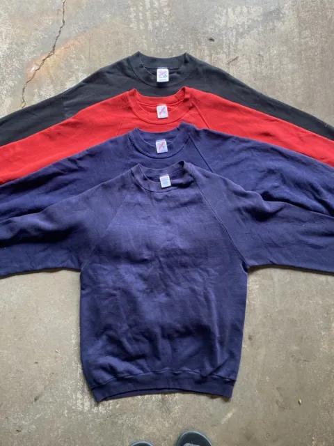 Vintage Lot Jerzees Crewneck Sweatshirt Size XL Black 90s USA Made Blank Fleece