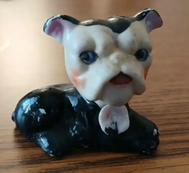 Vtg Mr. Puppy Dog Ceramic Bisque Figurine Japan Hand Painted Kitsch SIDE EYES