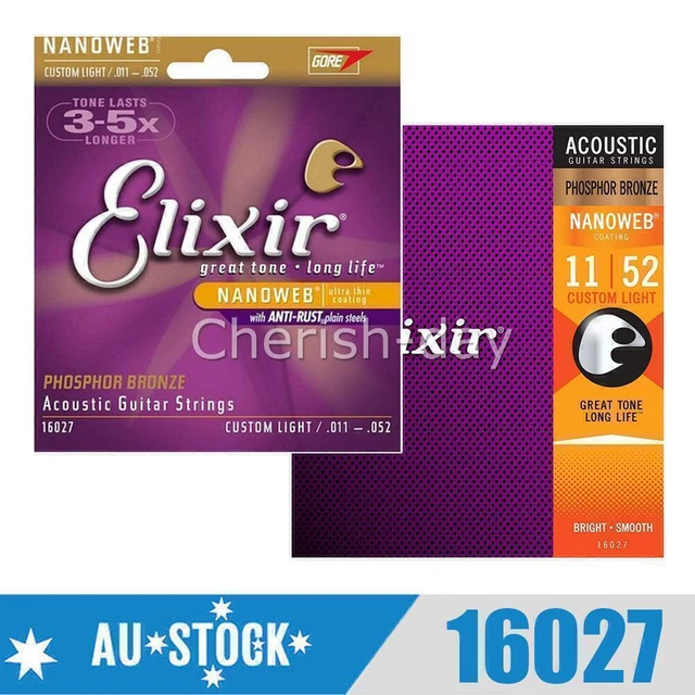 FOR ELIXIR 16027 Acoustic Guitar Strings Nanoweb Custom Light 11